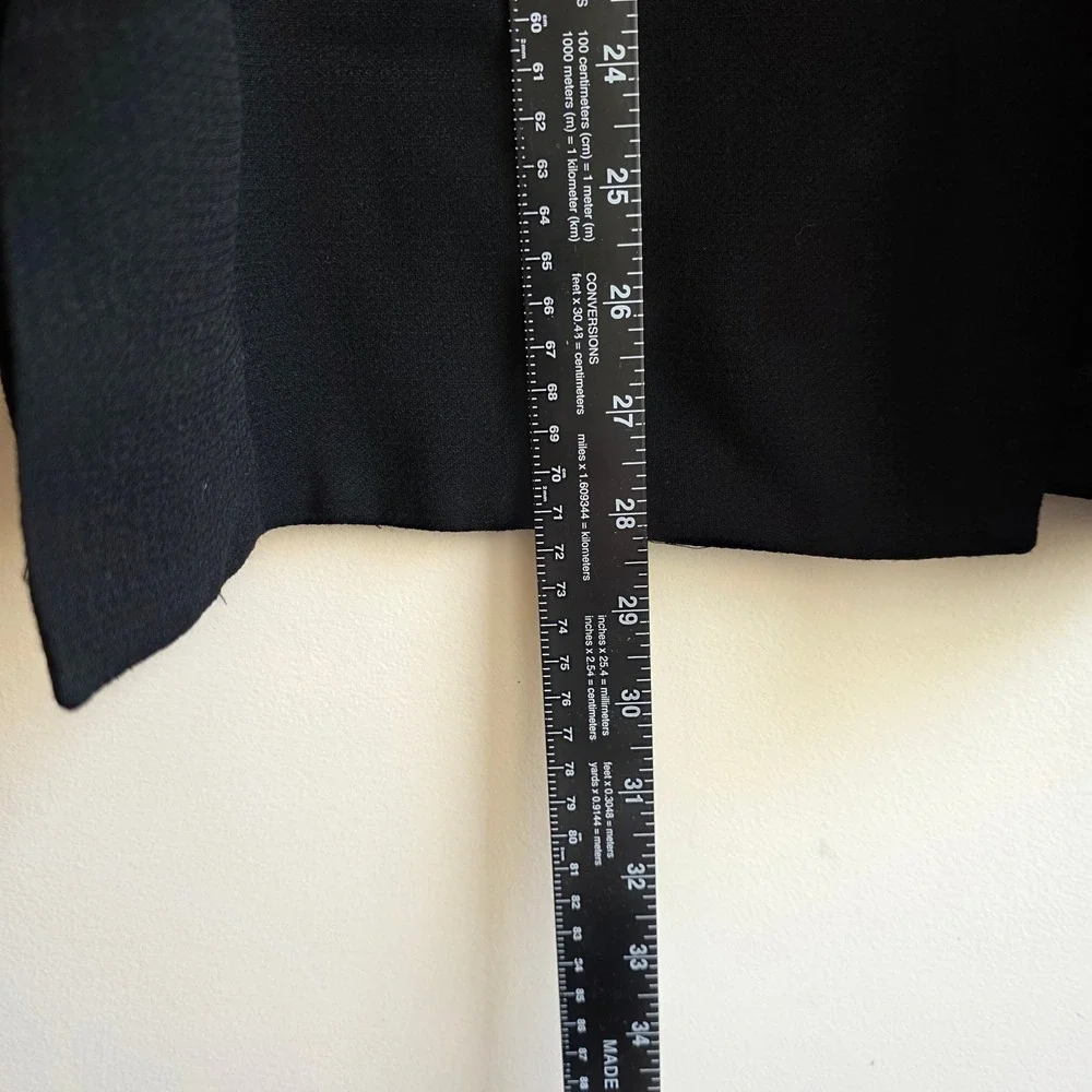 Eileen Fisher Black 100% Wool Collar Single Button Blazer Jacket Womens M Office